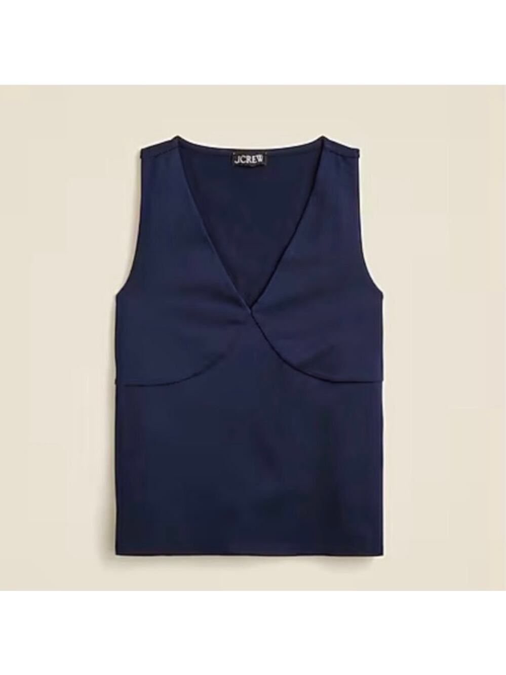 NWT J.Crew Stretch Cotton-Blend V-Neck Tank Top In Navy Blue Size Medium